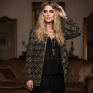 Vintage Jkara Fully Beaded Silk Jacket Size Large